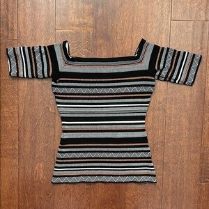 Bailey 44 Off-Shoulder Striped Knit Top, Size XS